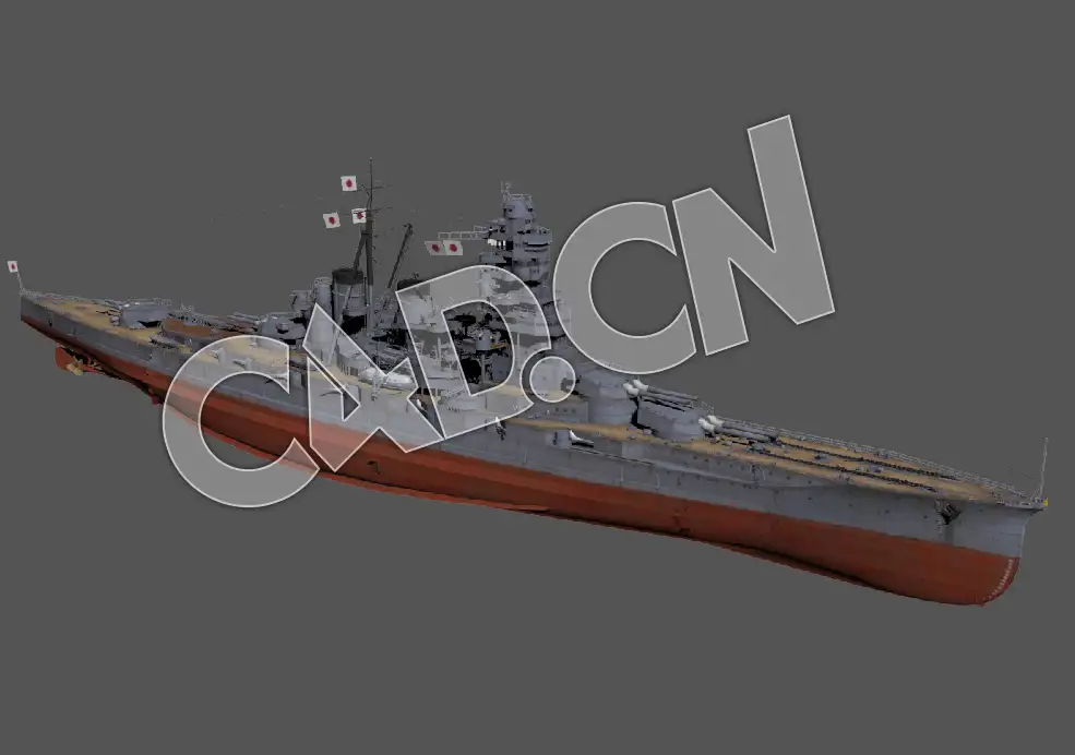C4D海军舰艇军舰舰船-金刚号战列舰模型 Kongo 1942 3d Model - C4D之家 - 54.jpg