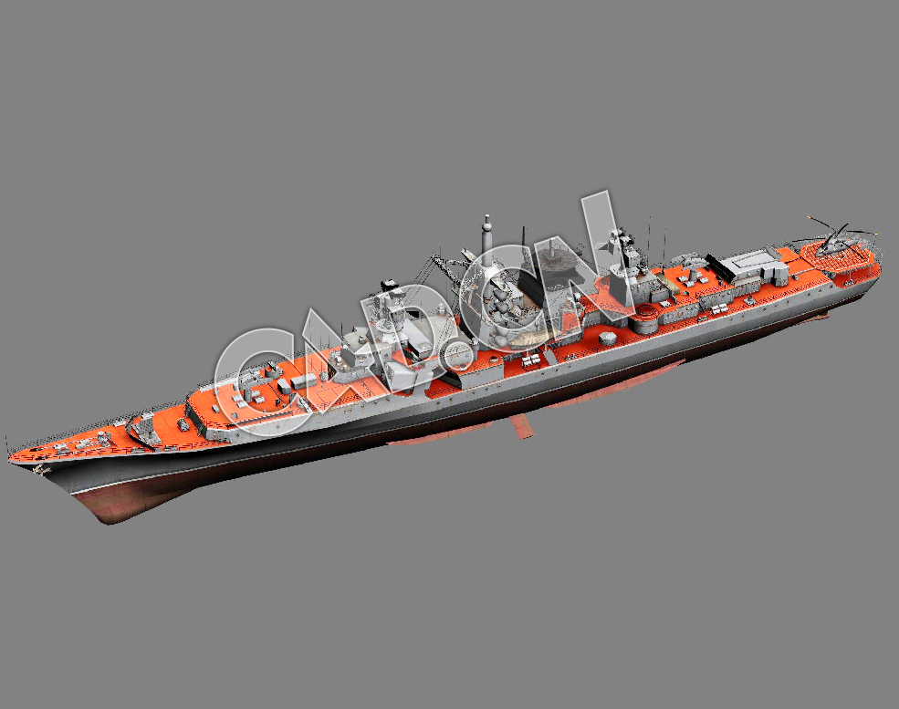 C4D海军舰艇军舰舰船-克列斯塔Ⅱ级导弹巡洋舰模型 Kresta II-class cruiser 3d Model - C4D之家 - 56.jpg