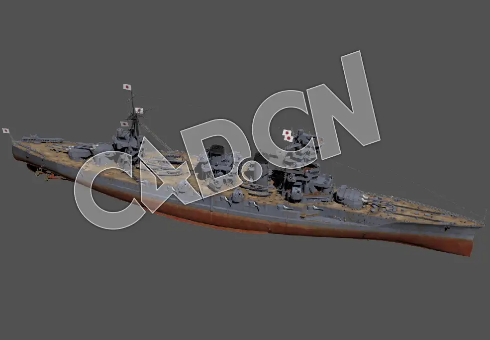 C4D海军舰艇军舰舰船-妙义号战列舰巡洋舰模型 Myogi 1932 3d Model - C4D之家 - 72.jpg