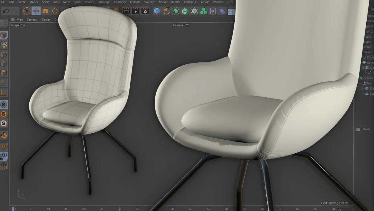 C4D办公椅建模视频教程 furniture modeling - Chair