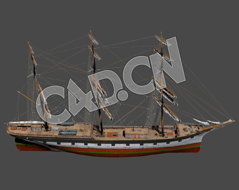 C4D桅杆帆船模型 Sailing Barque 3d Model - C4D之家 - 97.jpg
