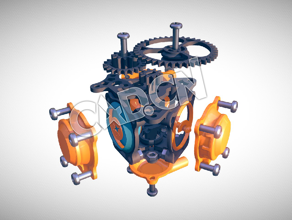 C4D机械装置分解动画模型 3d printable radial pneumatic engine