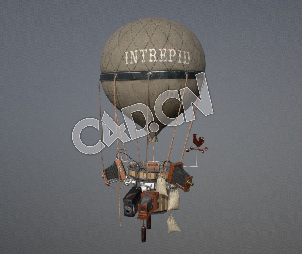 C4D空中侦察气球热气球模型 Aerial Reconnaissance balloon