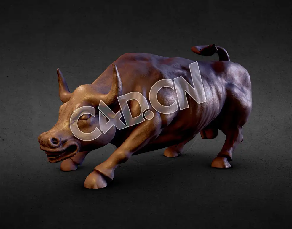 C4D华尔街铜牛雕塑公牛雕塑模型 Charging Bull
