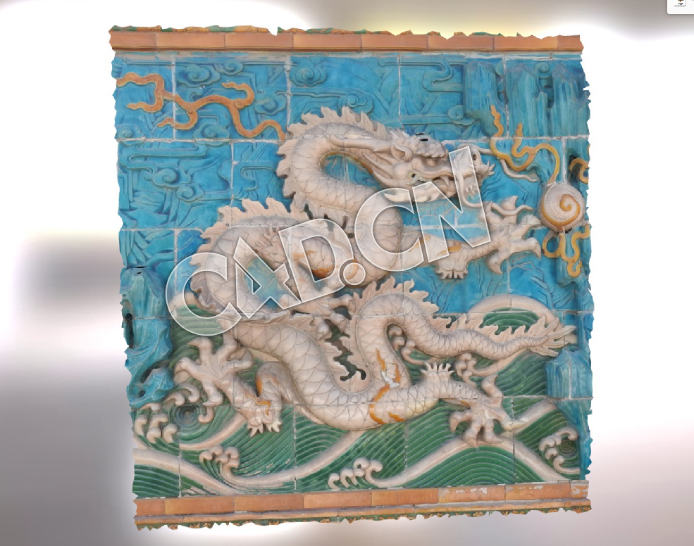 C4D九龙壁影壁墙浮雕模型 China dragon