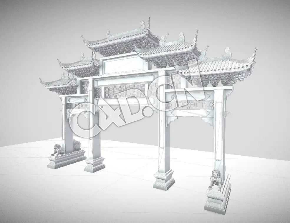 C4D古建筑中式牌楼模型 Chinese Archway 01