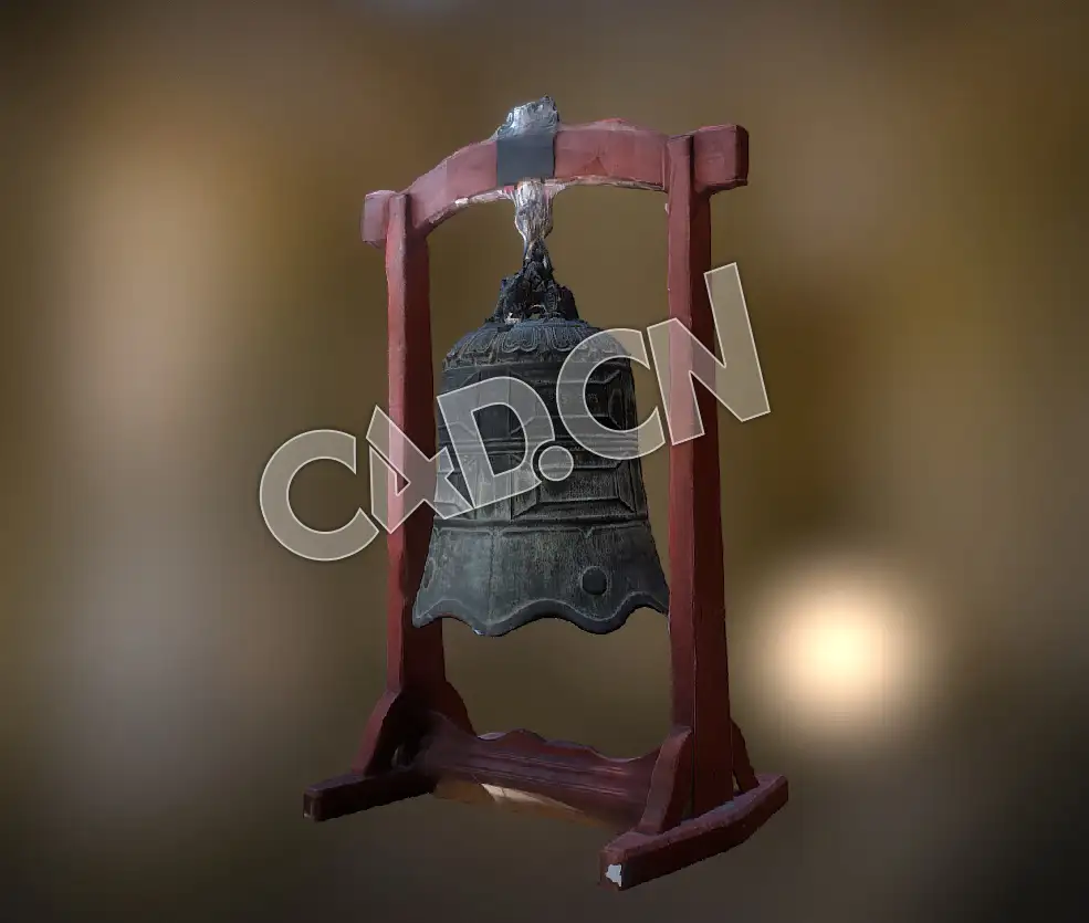 C4D中国古代铜钟警钟常鸣模型 Chinese Bell