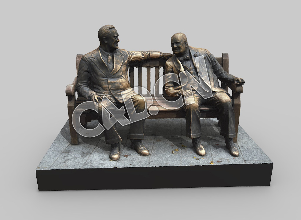 C4D罗斯福与丘吉尔雕塑模型 Churchill And Roosevelt Allies Sculpture