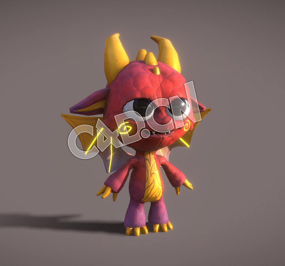 C4D卡通小翼龙角色绑定动画模型 Dragon Idle