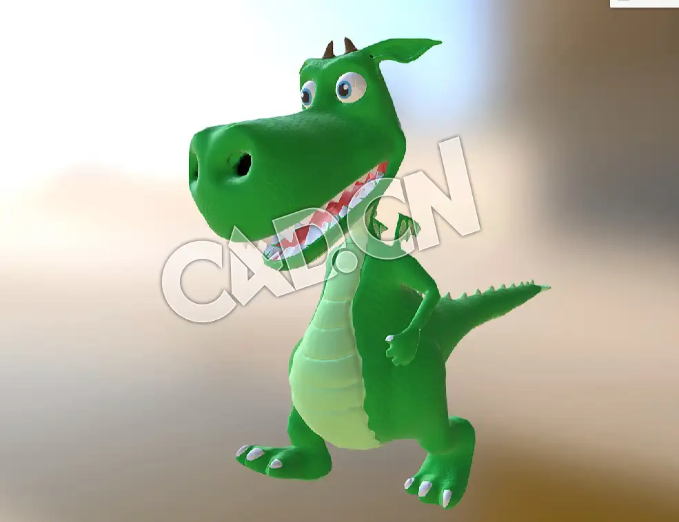 C4D卡通绿色小恐龙动漫角色模型 Dragon 1