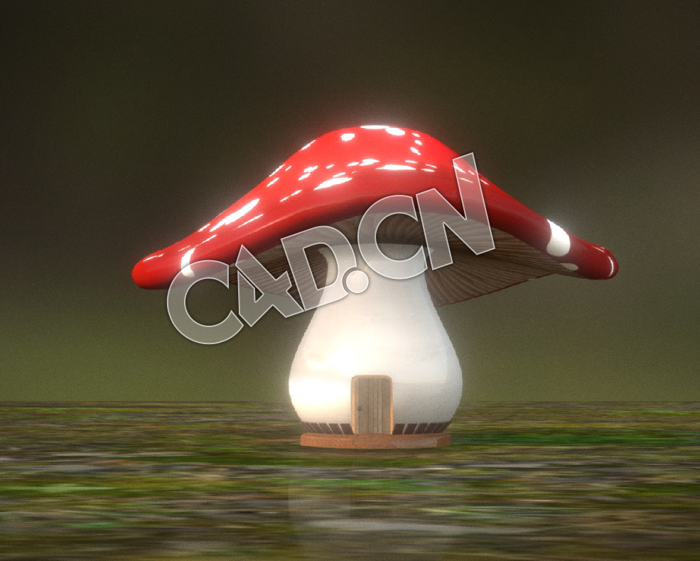 C4D精灵之家蘑菇屋模型 elf house mushroom home