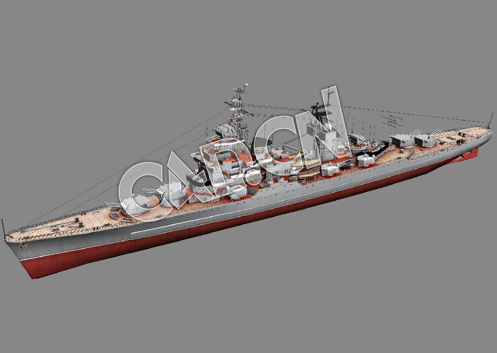 C4D苏联“斯维尔德洛夫”级巡洋舰模型 Soviet Sverdlov-class cruiser 3d Model - C4D之家 - 105.jpg