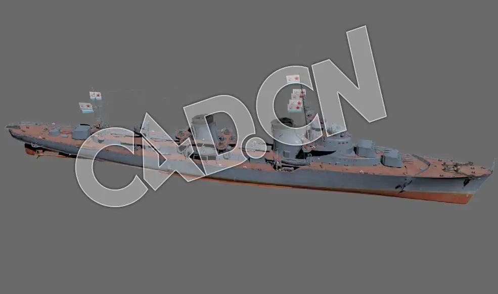 C4D海军舰艇军舰舰船-塔什干号驱逐领舰模型 Tashkent 1942 3d Model - C4D之家 - 110.jpg