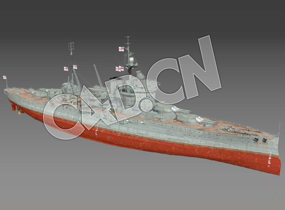 C4D海军舰艇军舰舰船-厌战号战列舰模型 Warspite 1941 3d Model - C4D之家 - 133.jpg
