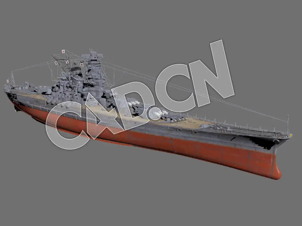 C4D海军舰艇军舰舰船-大和级战列舰模型 Yamato 1944 3d Model
