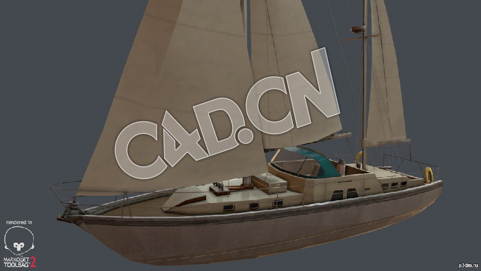 C4D海军舰艇军舰舰船-帆船游艇快艇模型 Yacht 3d Model