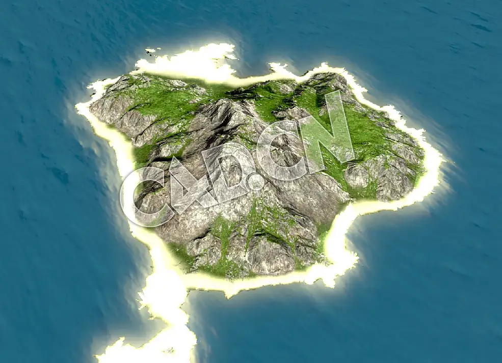 C4D海洋孤岛绿岛模型 Green Island