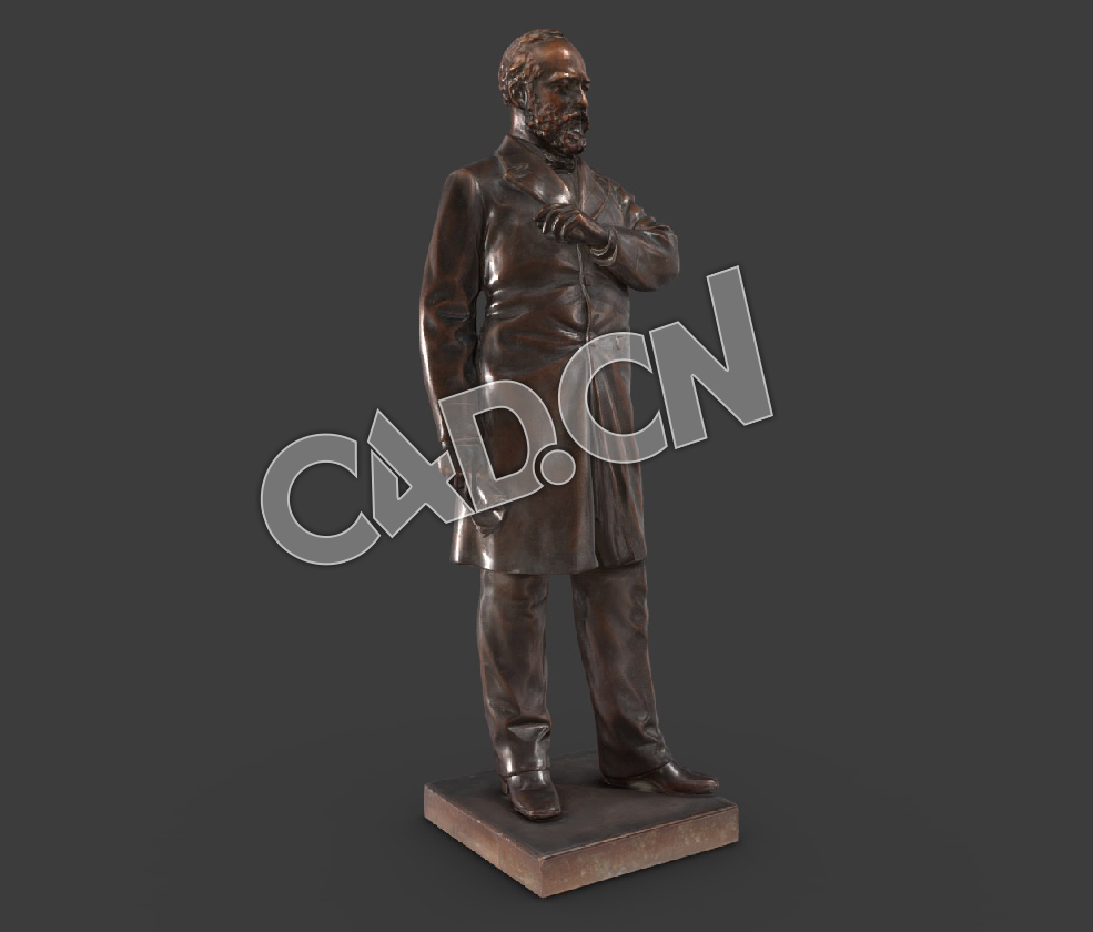 C4D国外名人詹姆斯艾伯拉姆伽菲尔德青铜雕塑模型 James Garfield Bronze Sculpture