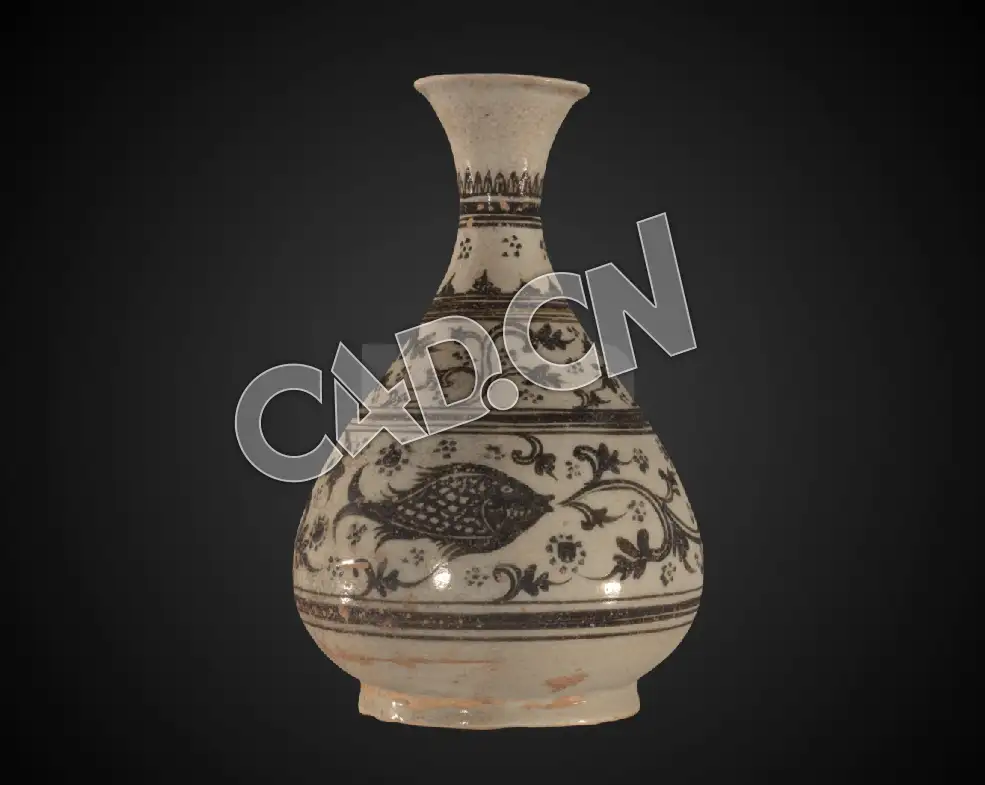C4D中国古代瓷器模型 Kalong Vase, 14th 16th C CE