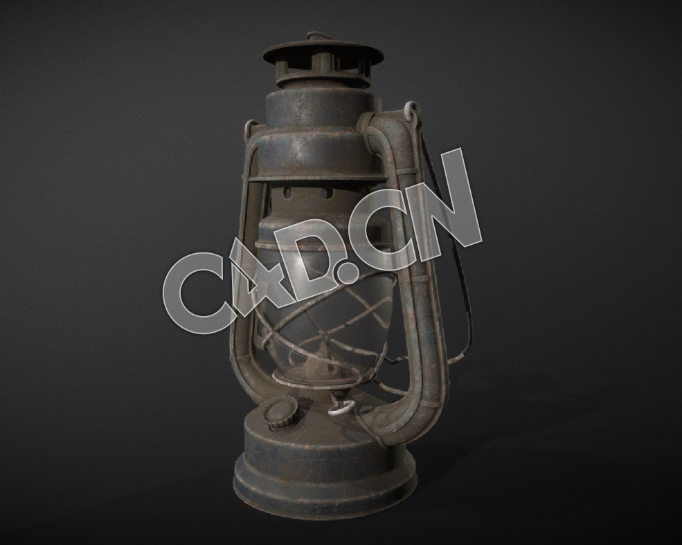 C4D生锈复古煤油灯模型 Lantern Model