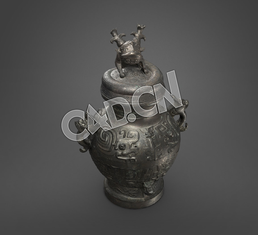 C4D中国古代青铜器花瓶模型 Lei vase 1