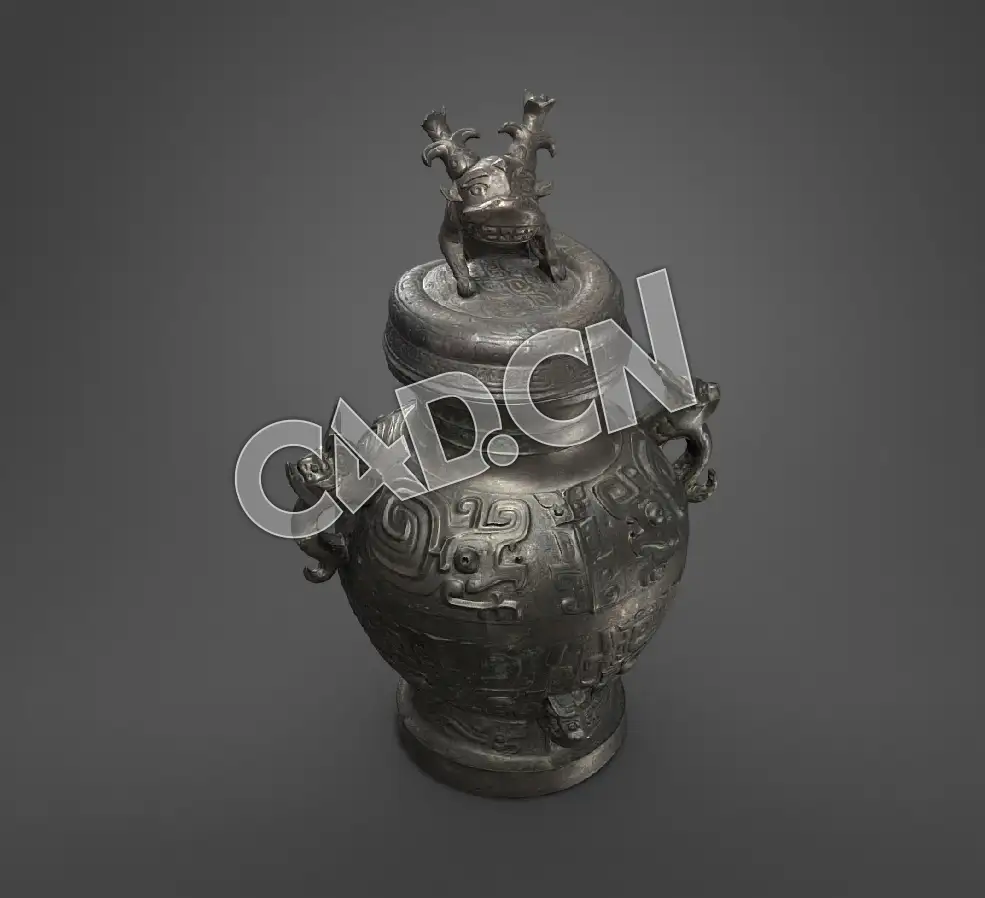 C4D中国古代青铜器花瓶模型 Lei vase 1