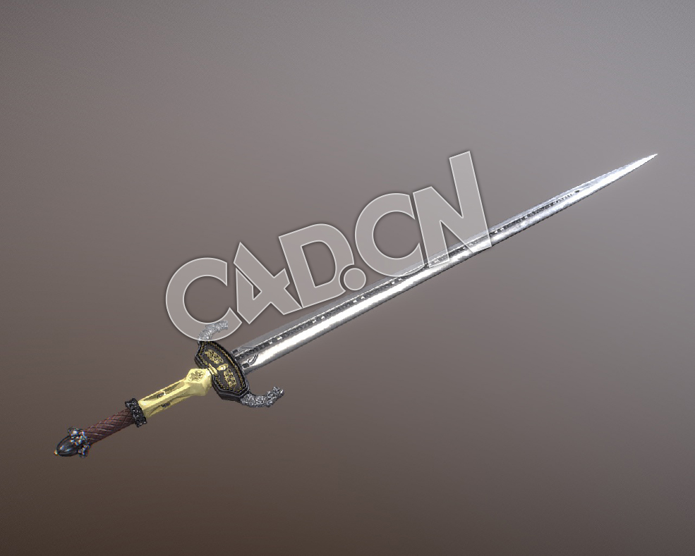 C4D长剑兵器宝剑模型 Long sword 1
