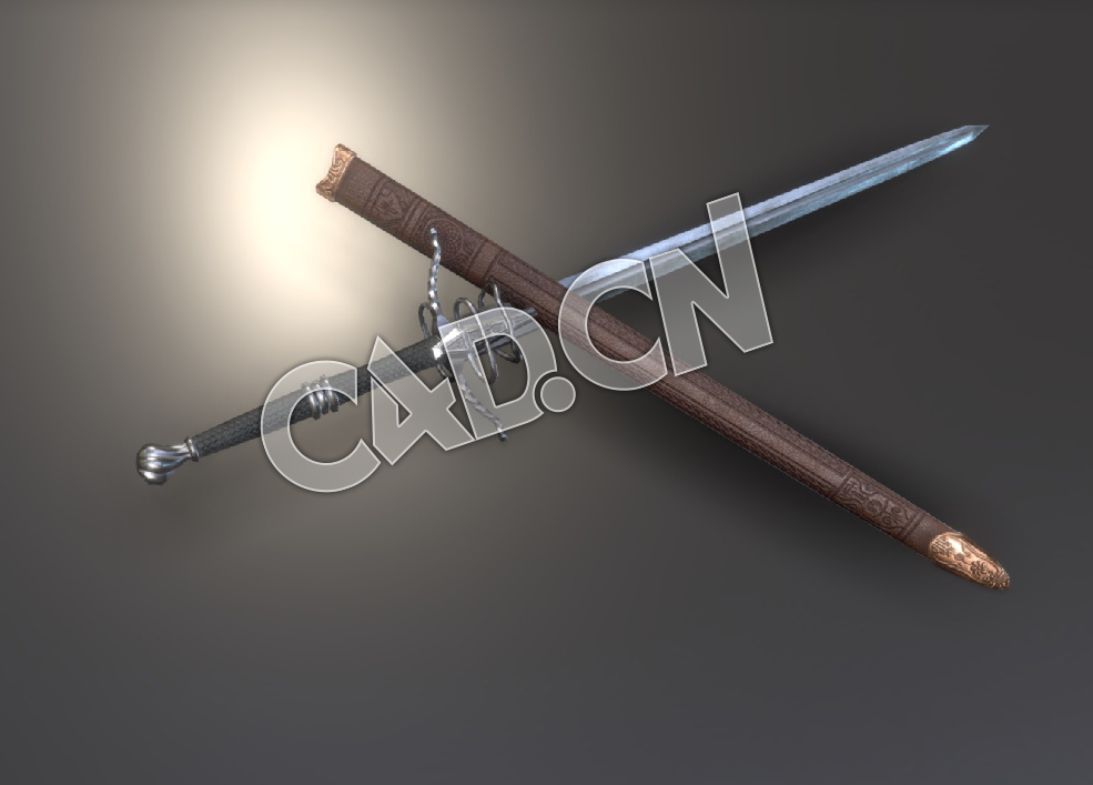 C4D兵器宝剑模型 long sword 2