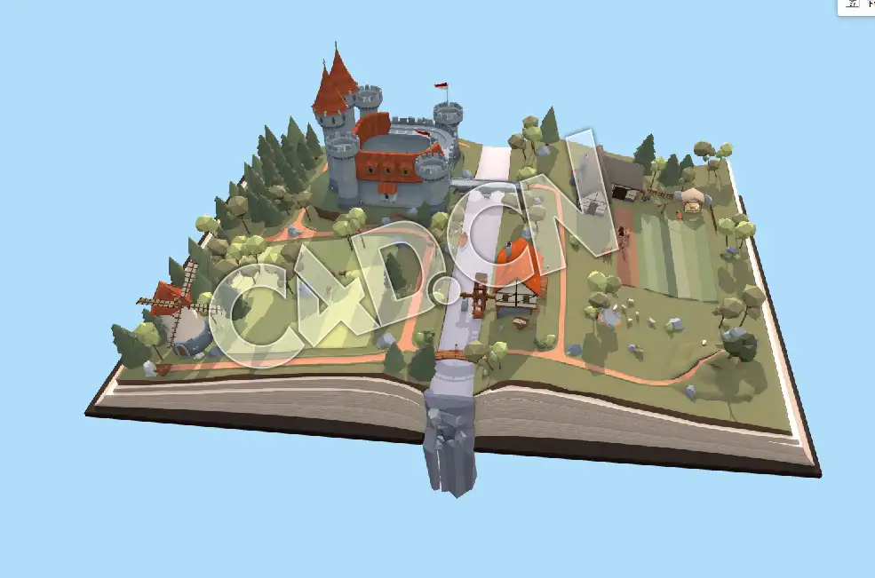 C4D书中的城堡园林纪幻想书模型 Medieval Fantasy Book