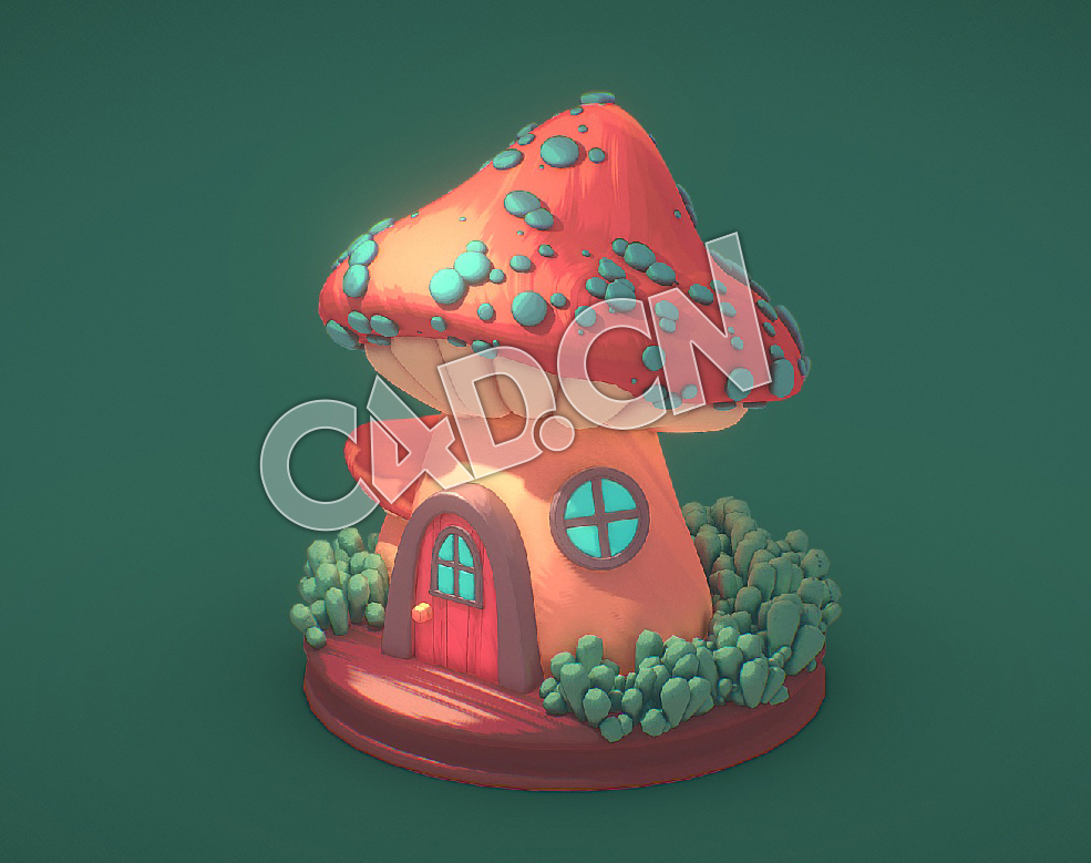 C4D蘑菇屋模型 Mushroom House