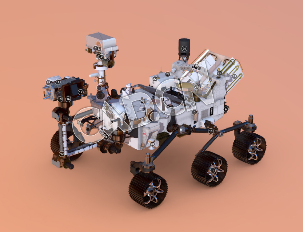 C4D恒心NASA火星登陆探测车模型 Perseverance NASA Mars Landing 2021