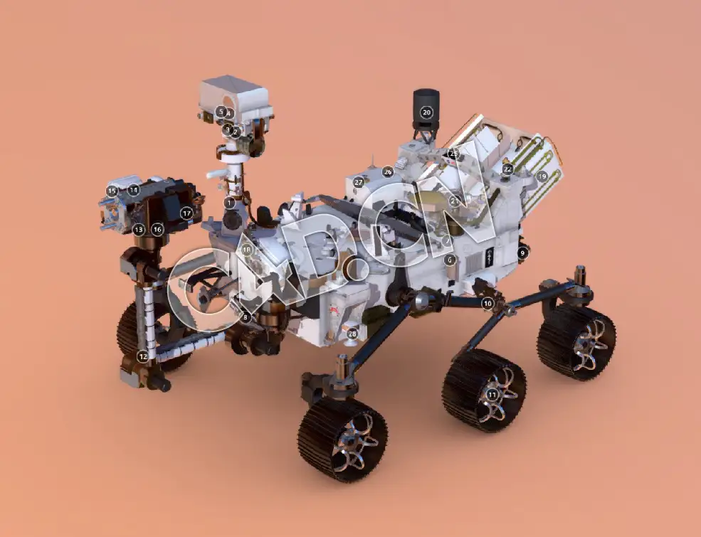 C4D恒心NASA火星登陆探测车模型 Perseverance NASA Mars Landing 2021