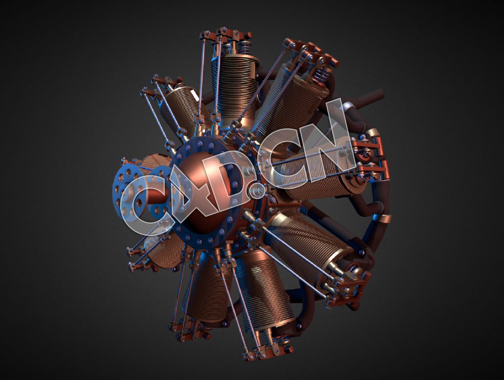 C4D机械发动机模型 Radial engine