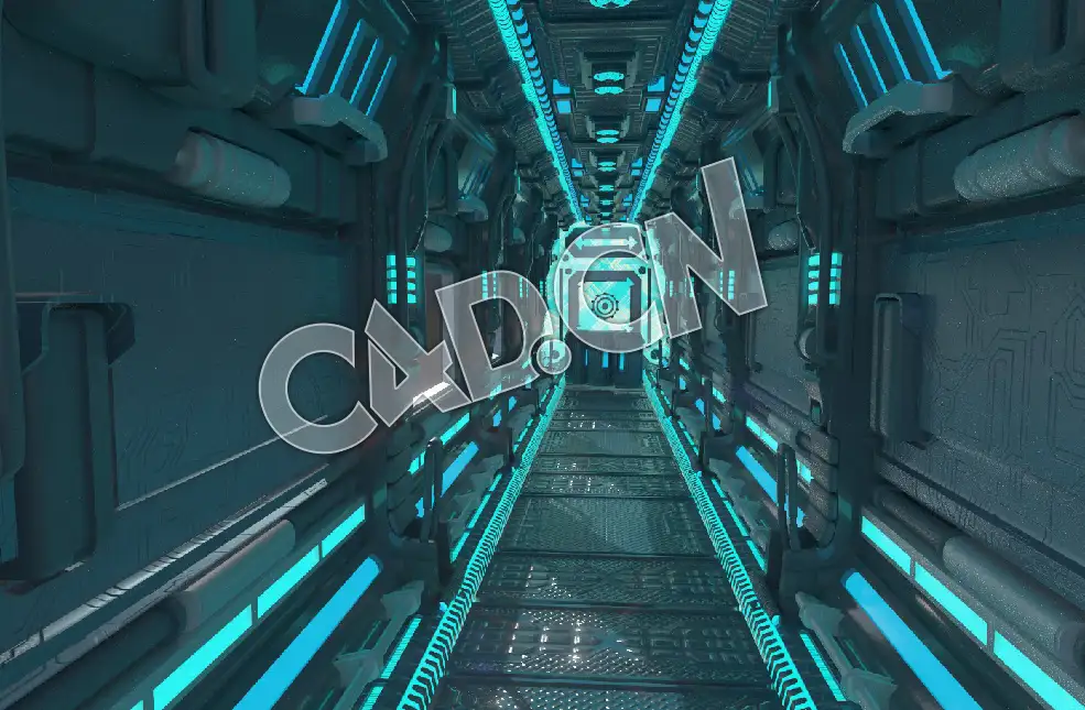C4D太空飞船走廊机甲舱模型 Spaceship Corridor Challenge