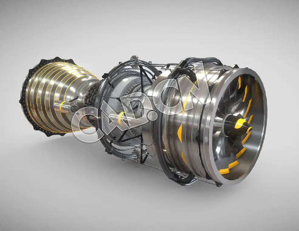 C4D涡轮发动机风扇喷气发动机模型 Turbine | Turbofan Engine | Jet Engine