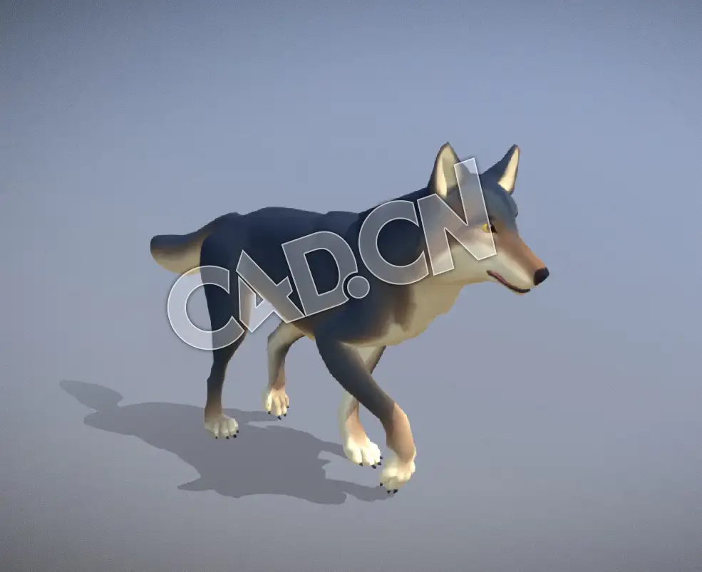 C4D行走的狼绑定动画模型 Wolf