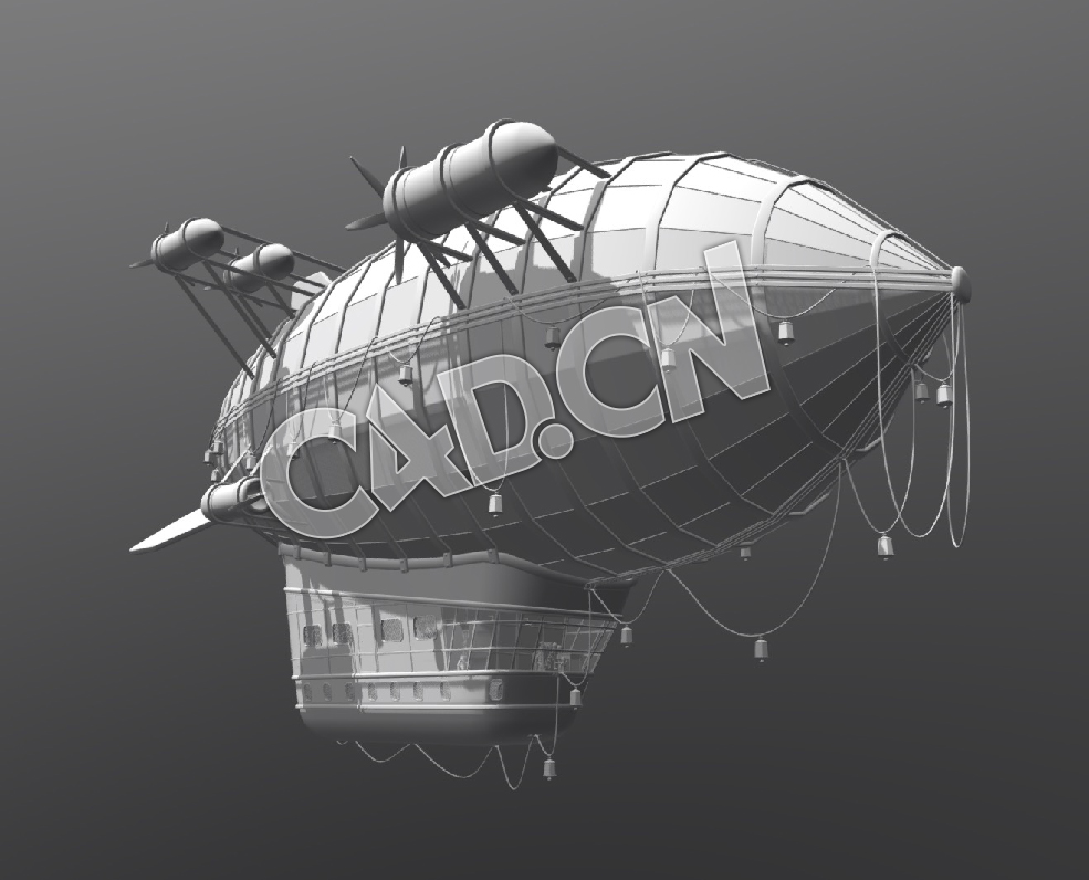 C4D卡通飞船模型 Zepellin
