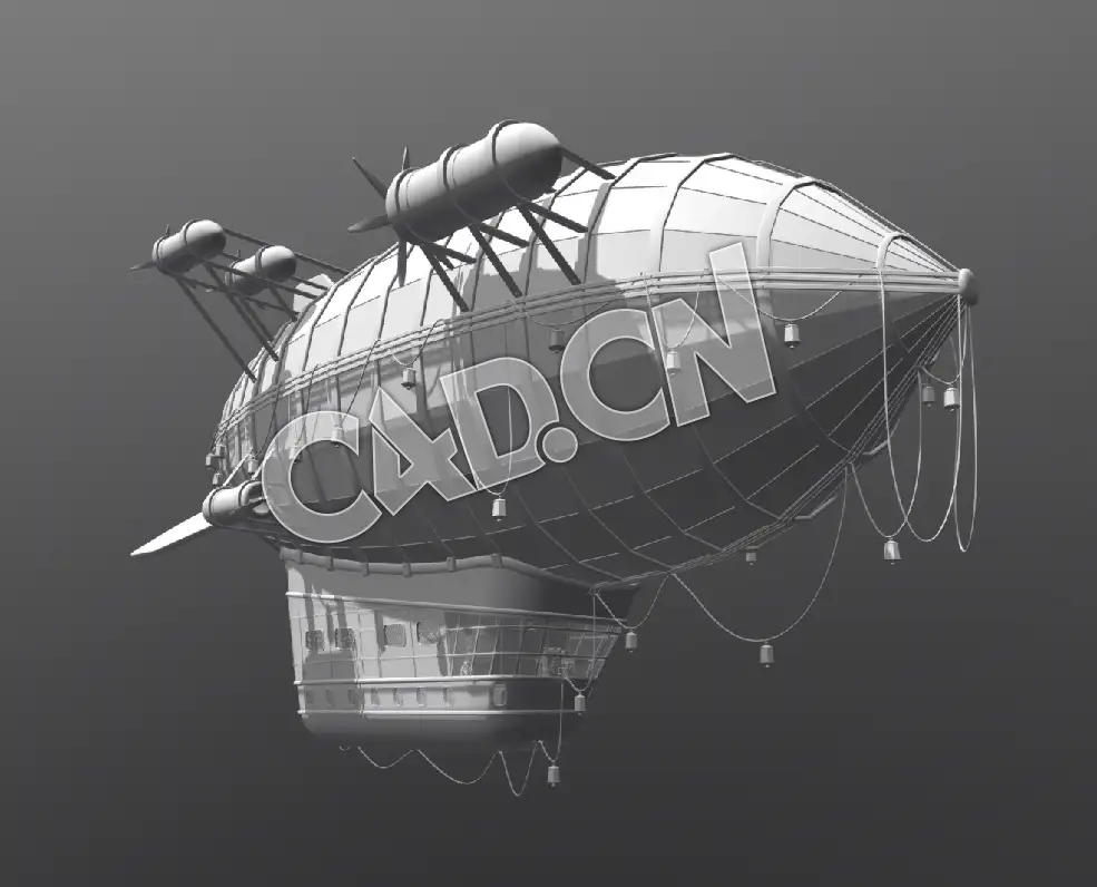 C4D卡通飞船模型 Zepellin