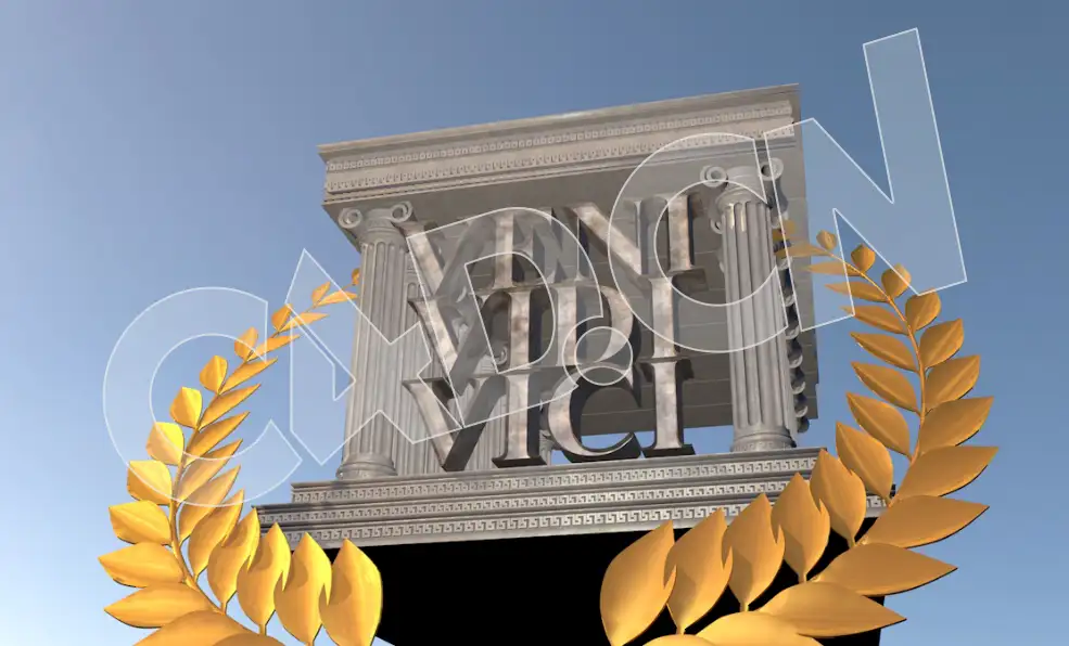 C4D麦穗徽标电影片头文字电影片头文字标题文字模型 Veni Vidi Vici 3d model