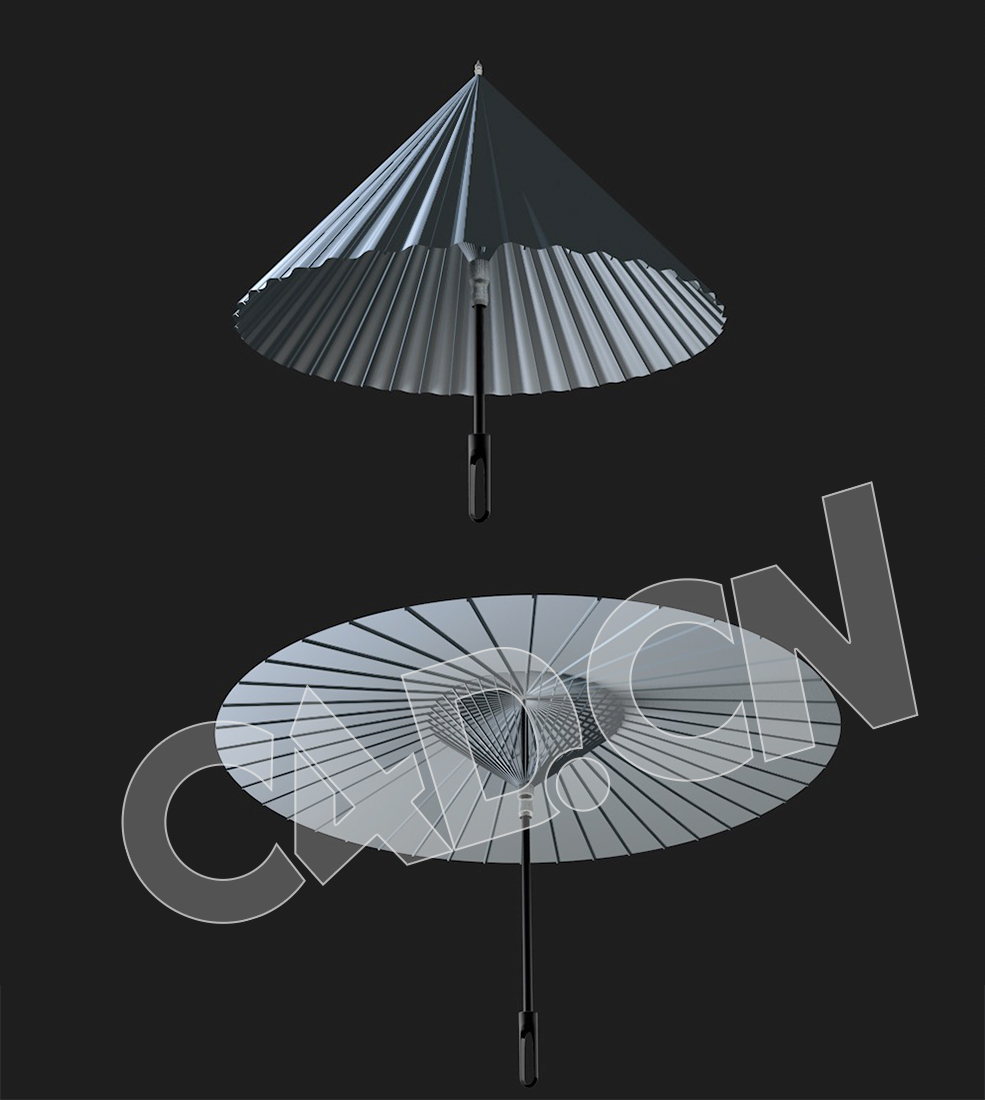 C4D中国油纸伞开合绑定动画模型