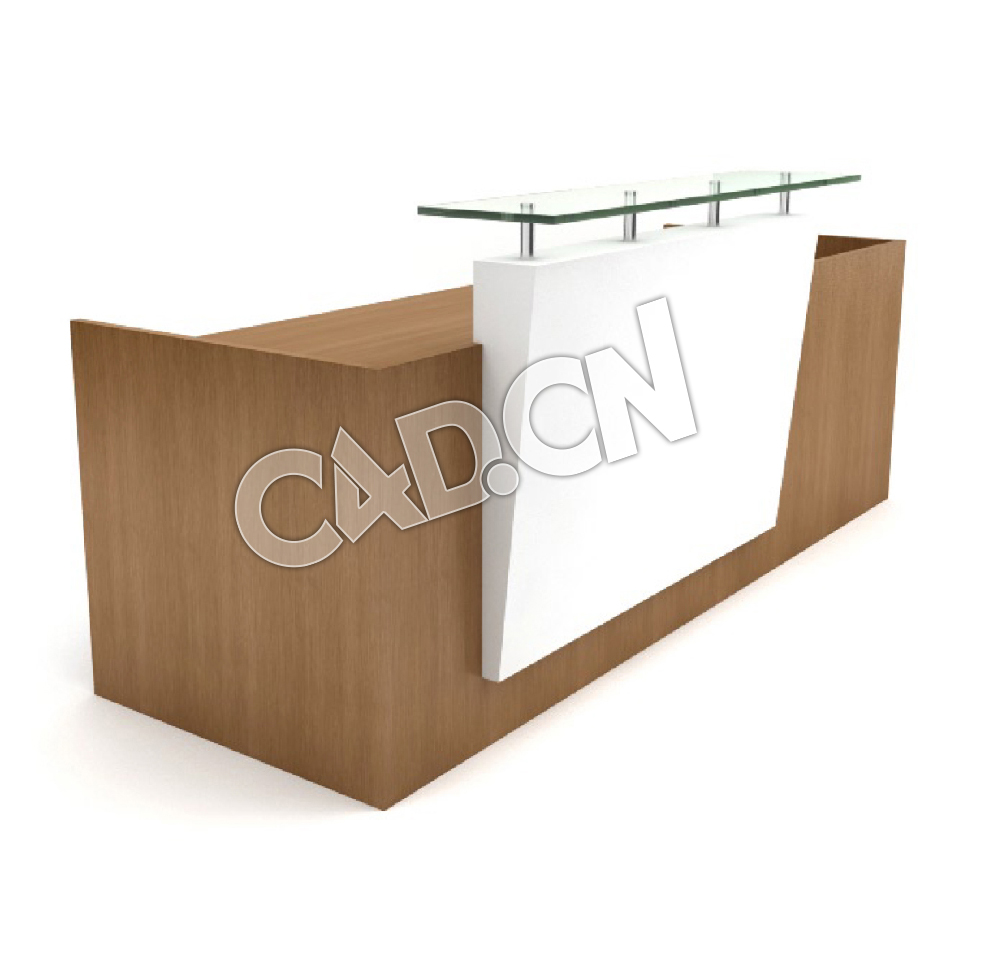 公司前台桌吧台办公家具C4D模型