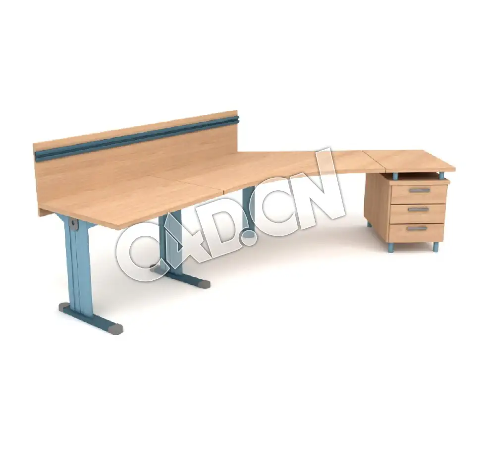 弧形单人办公桌办公家具C4D模型 - C4D之家 - 28.jpg