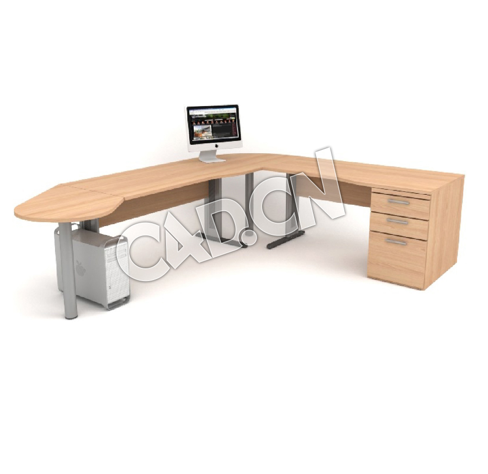 单人办公桌设计师转角桌子办公家具C4D模型 - C4D之家 - 27.jpg