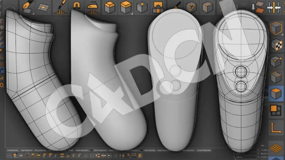 VR头显手柄控制器建模C4D视频教程 Oculus Go Controller