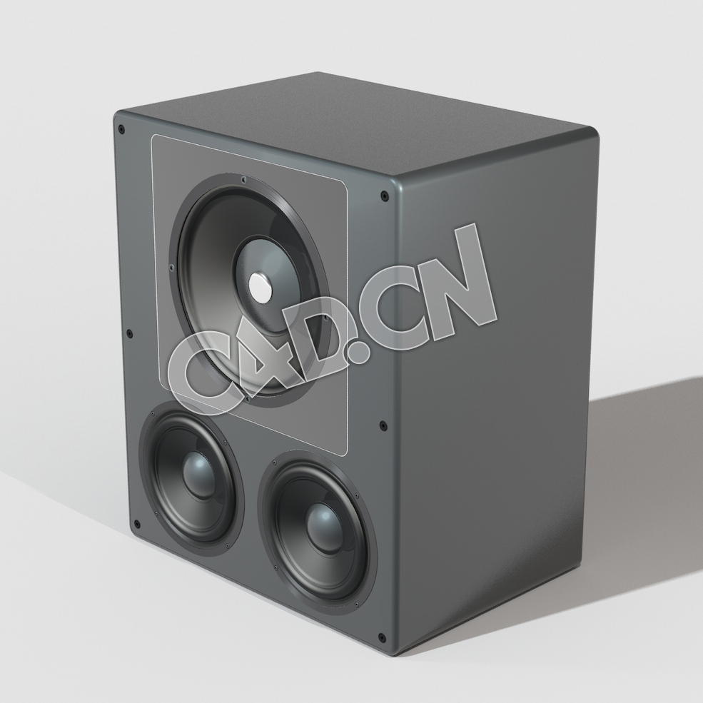 C4D黑色三个喇叭音响音箱模型 Audio Speaker - C4D之家 - 02.jpg