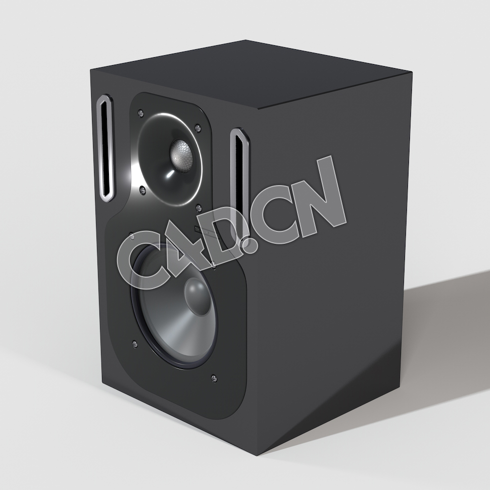 C4D黑色2个喇叭音箱音响扬声器模型 Audio Speaker 3 - C4D之家 - 04.jpg