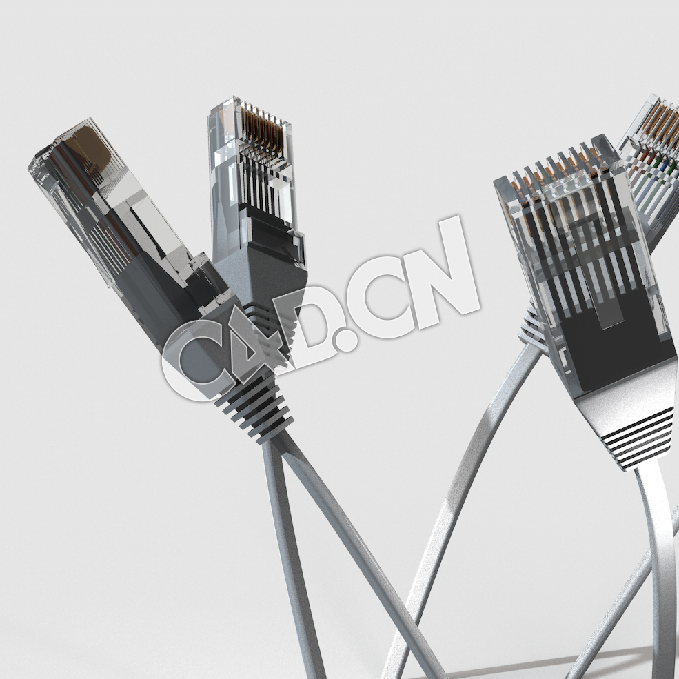 C4D以太网电缆插头模型 Ethernet Cables - C4D之家 - 13.jpg