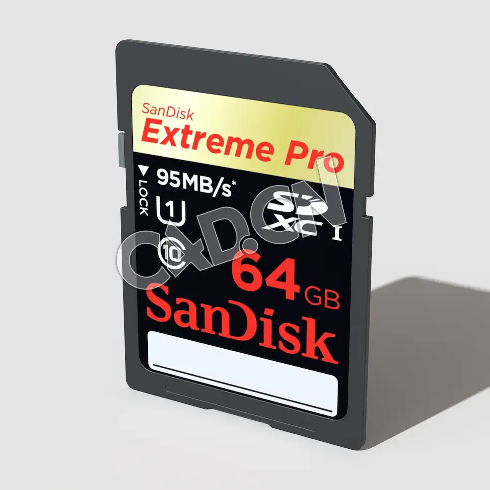 C4D闪迪SD卡存储卡模型 Sandisk SD Card