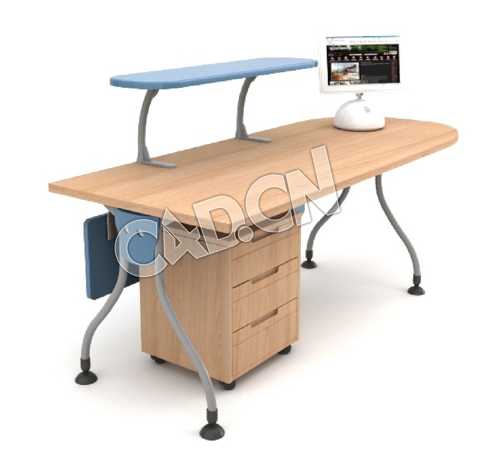 单人电脑桌设计师桌子办公家具C4D模型 - C4D之家 - 35.jpg
