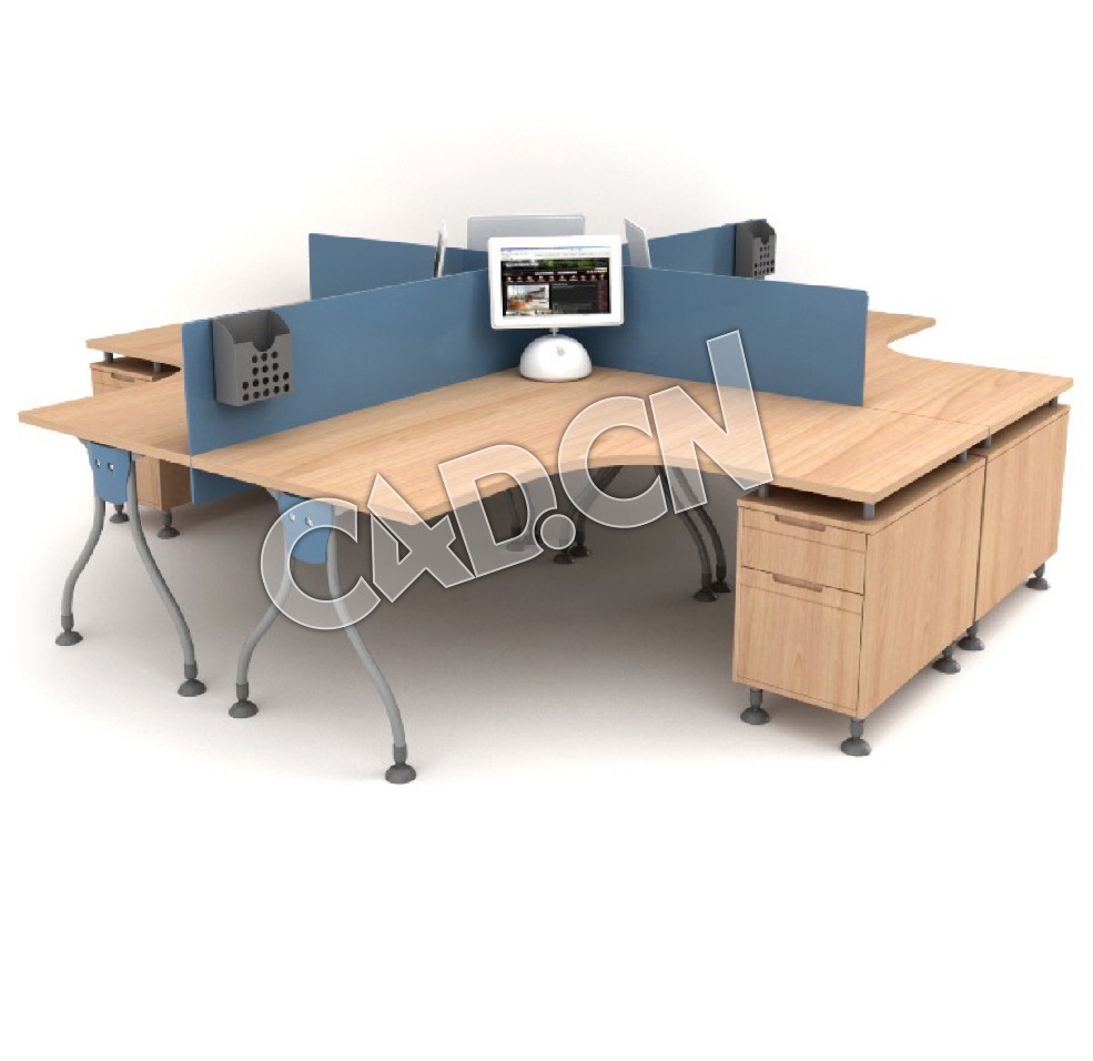 四人办公桌办公家具C4D模型 - C4D之家 - 37.jpg
